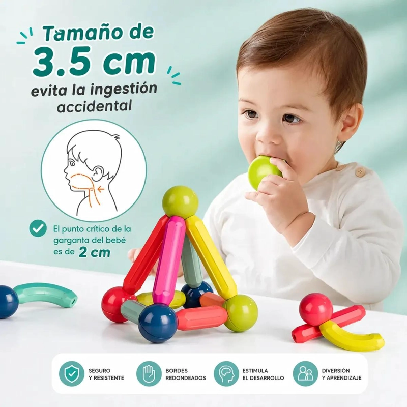 JUEGO DE BLOQUES MAGNE TICOS DE CONSTRUCCION 36 PIEZAS MULTICOLOR - 3