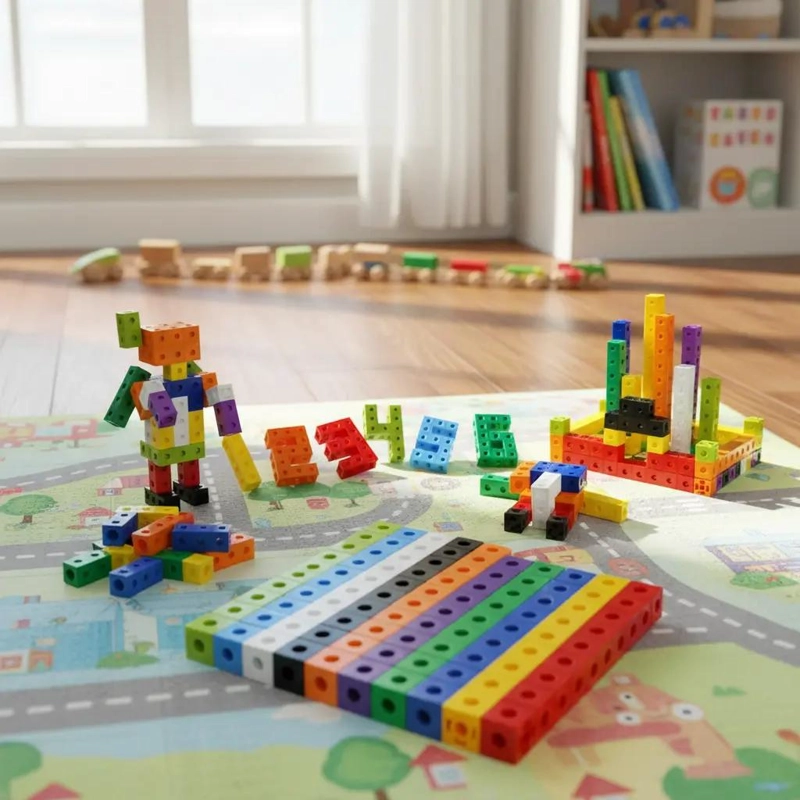 SET DE 100 CUBOS CONECTORES PARA APRENDIZAJE MATEMATICO - 10
