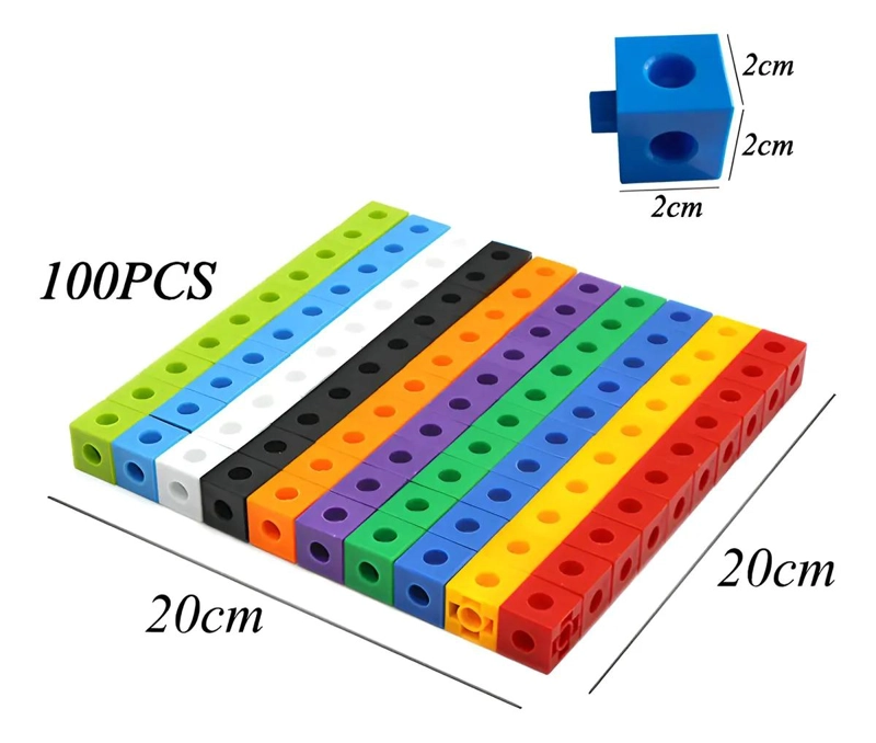 SET DE 100 CUBOS CONECTORES PARA APRENDIZAJE MATEMATICO - 8