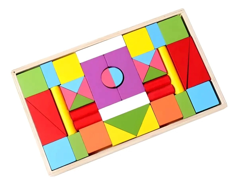 SET DE BLOQUES DE MADERA DIDACTICO 39 PIEZAS PARA NIÑOS - 1