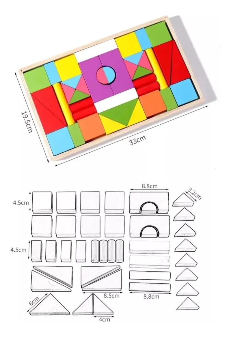 SET DE BLOQUES DE MADERA DIDACTICO 39 PIEZAS PARA NIÑOS - 5