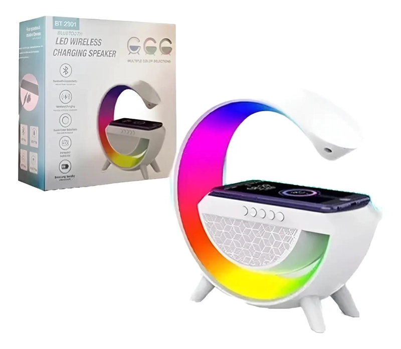 LAMPARA DE MESA BLUETOOTH CON CARGA INALAMBRICA Y LUZ LED - 2
