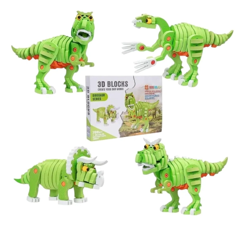 BLOQUES ARMABLES 3D DE DINOSAURIO PARA NIÑOS CON 104 PIEZAS - 2