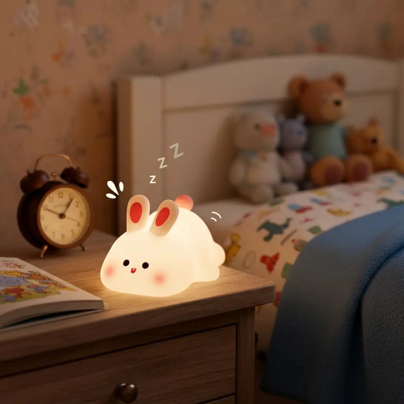 LAMPARA DE MESA TACTIL LED CONEJO BLANCO PARA NIÑOS - 1