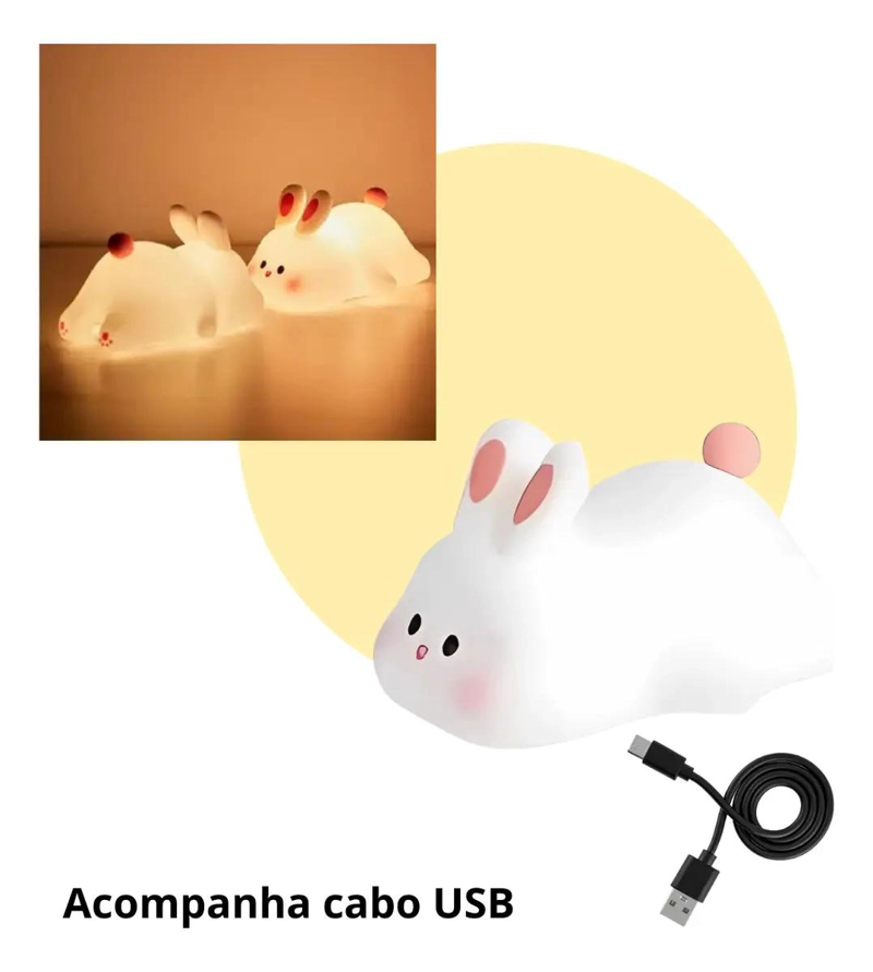 LAMPARA DE MESA TACTIL LED CONEJO BLANCO PARA NIÑOS - 3