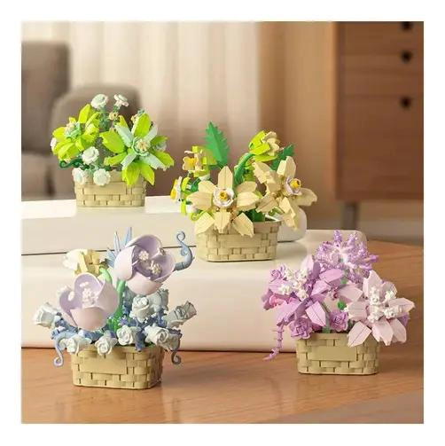 JUEGO DE BLOQUES DE CONSTRUCCION DE FLORES EN MACETA - 4