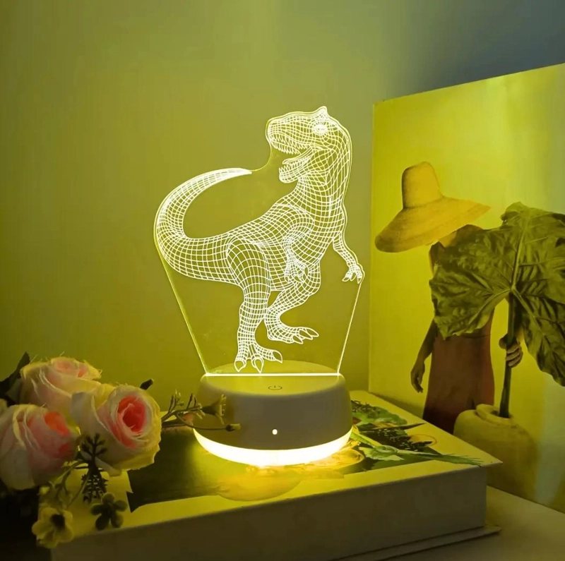 LAMPARA 3D DE DINOSAURIO T-REX PARA DECORACION Y LUZ LED - 2
