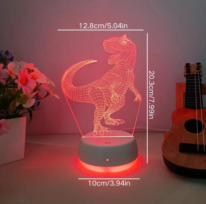 LAMPARA 3D DE DINOSAURIO T-REX PARA DECORACION Y LUZ LED - 5