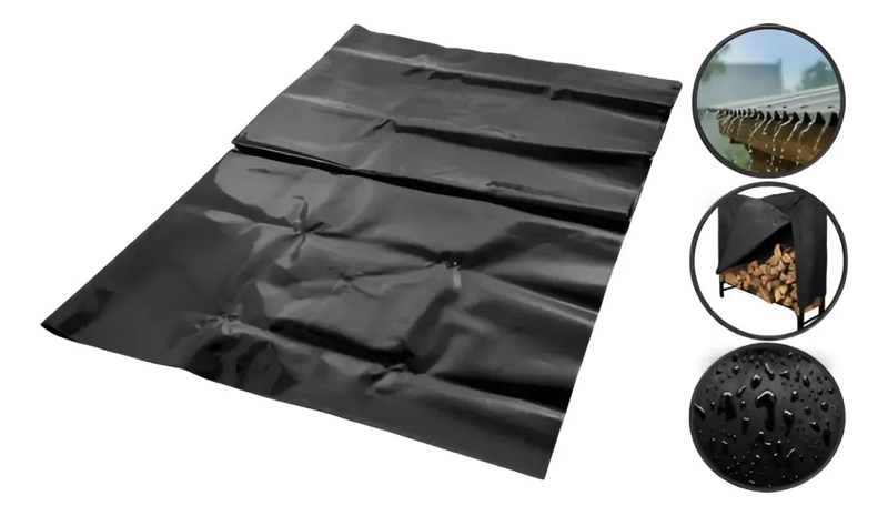 COBERTOR DE POLIETILENO NEGRO IMPERMEABLE 4M X 5M PARA PROTECCION - 2