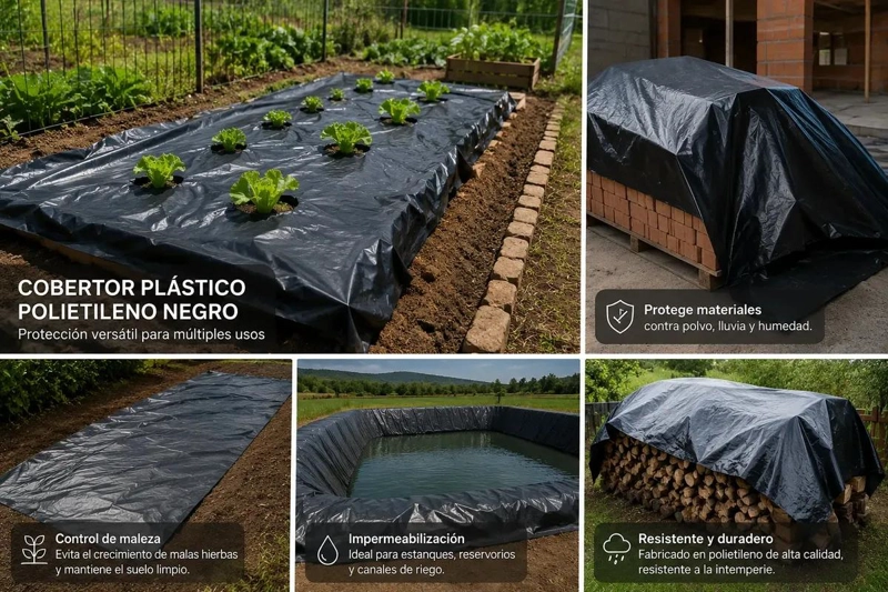 COBERTOR DE POLIETILENO NEGRO IMPERMEABLE 4M X 5M PARA PROTECCION - 3