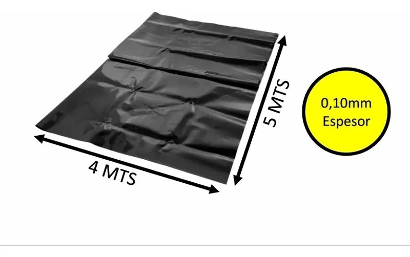 COBERTOR DE POLIETILENO NEGRO IMPERMEABLE 4M X 5M PARA PROTECCION - 6