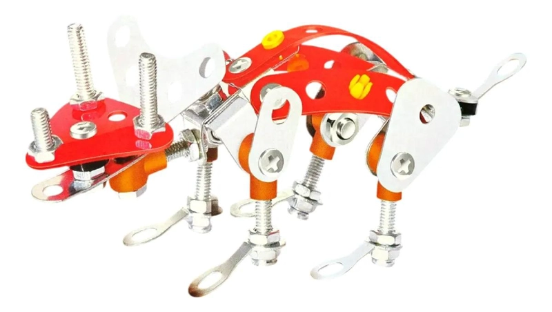 MODELO DE DINOSAURIO MECANO ARMABLE DE METAL CON 90 PIEZAS - 1