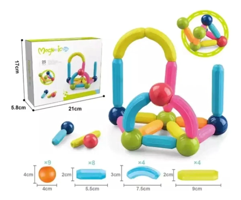 BLOQUES MAGNE TICOS DE CONSTRUCCION PARA NIÑOS 25 PIEZAS - 5