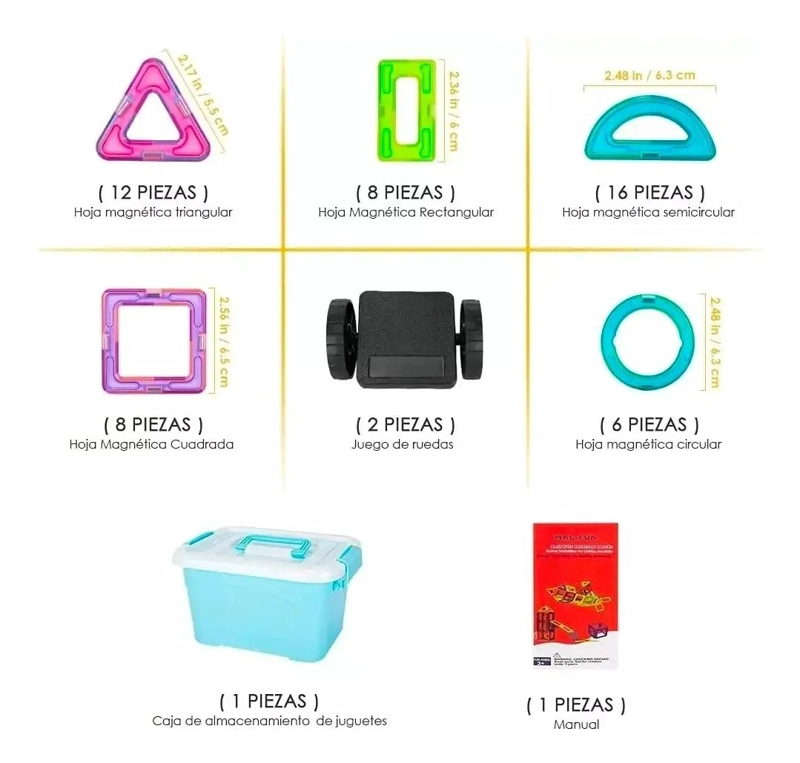 BLOQUES MAGNE TICOS DE CONSTRUCCION 52 PIEZAS PARA NIÑOS - 2