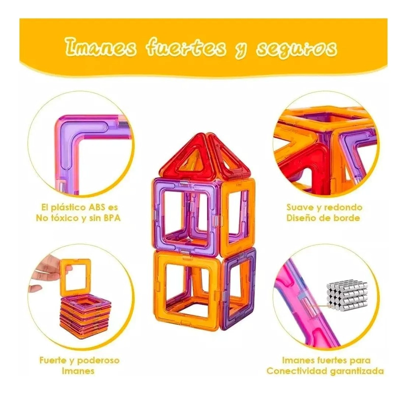 BLOQUES MAGNE TICOS DE CONSTRUCCION 52 PIEZAS PARA NIÑOS - 3