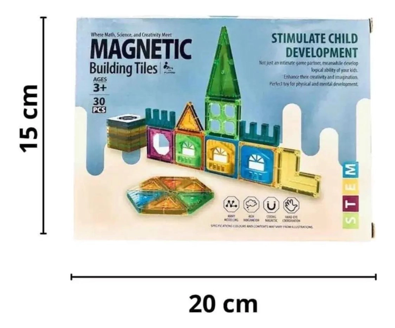JUEGO DE BLOQUES MAGNE TICOS DE CONSTRUCCION 30 PIEZAS - 3