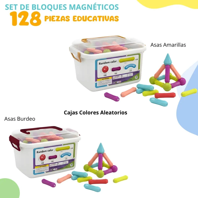SET DE BLOQUES MAGNE TICOS DE 128 PIEZAS PARA NIÑOS - 2