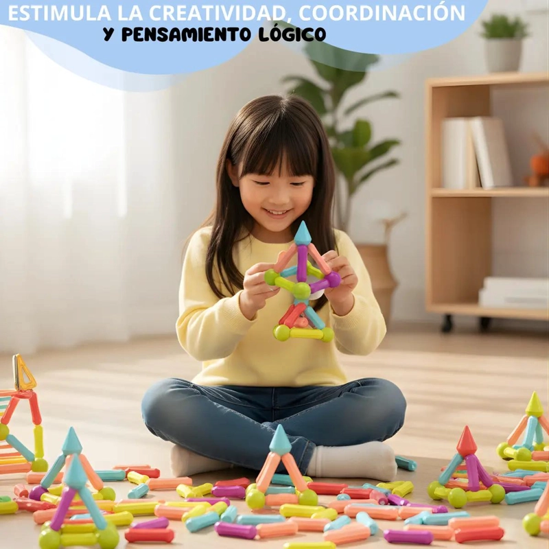 SET DE BLOQUES MAGNE TICOS DE 128 PIEZAS PARA NIÑOS - 3