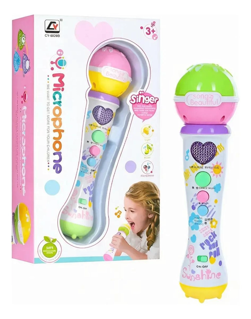 MICROFONO KARAOKE INFANTIL CON CANCIONES Y LUCES COLORIDAS - 1