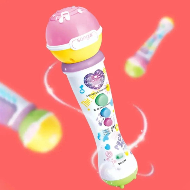 MICROFONO KARAOKE INFANTIL CON CANCIONES Y LUCES COLORIDAS - 4