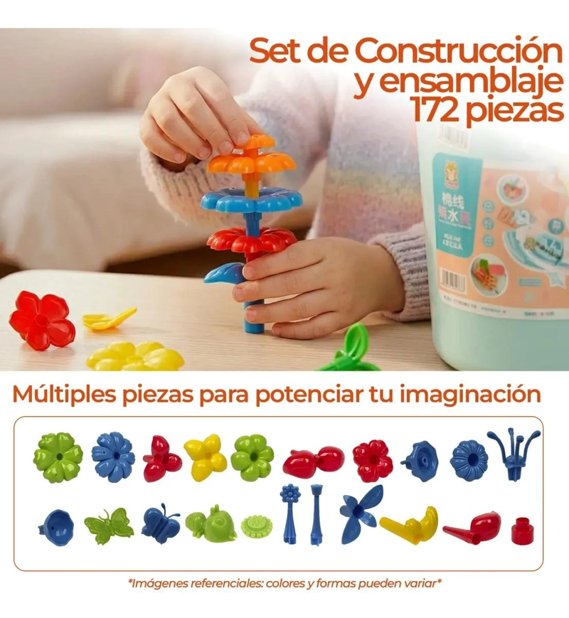 BALDE DE BLOQUES DE CONSTRUCCION 172 PIEZAS PARA NIÑOS - 4