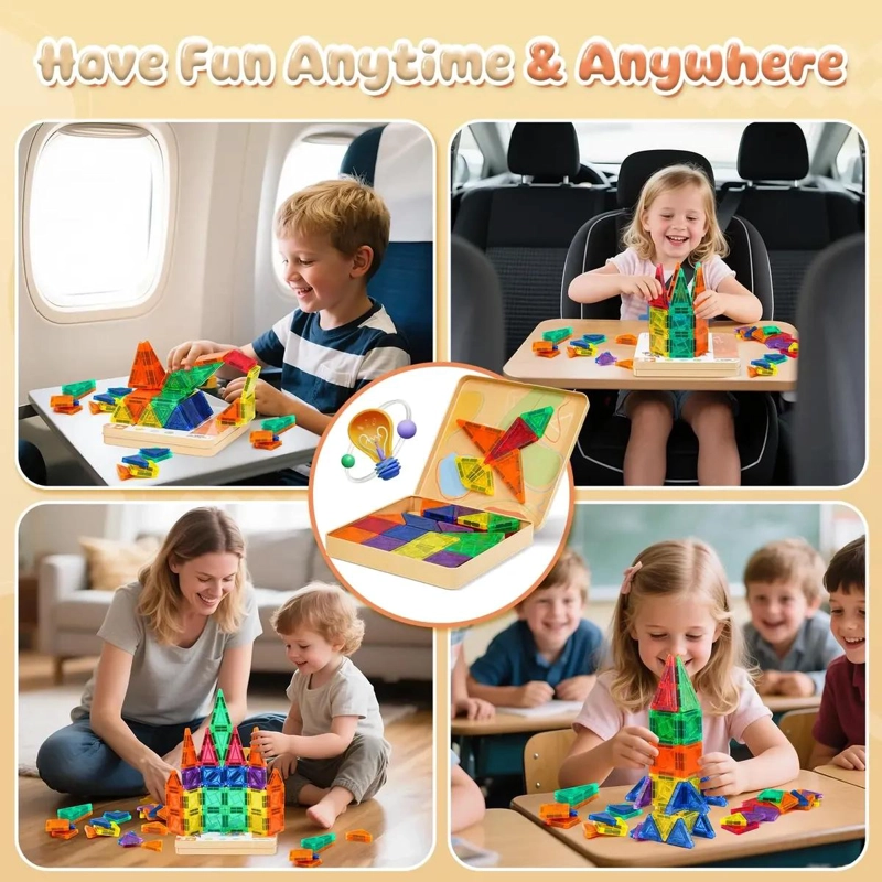 BLOQUES MAGNE TICOS DE CONSTRUCCION 60 PIEZAS PARA NIÑOS - 4