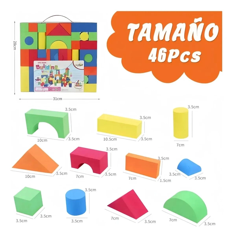 BLOQUES DE CONSTRUCCION DE ESPUMA EVA PARA NIÑOS 46 PIEZAS - 3