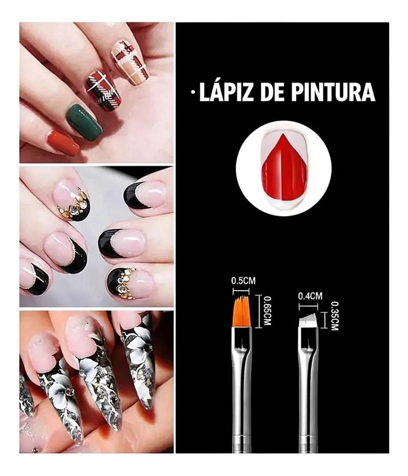 JUEGO DE 20 PINCELES Y PUNTEROS PARA DECORACION DE UÑAS - 6