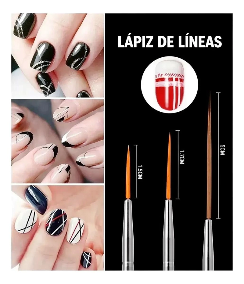 JUEGO DE 20 PINCELES Y PUNTEROS PARA DECORACION DE UÑAS - 7