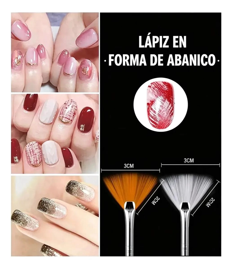 JUEGO DE 20 PINCELES Y PUNTEROS PARA DECORACION DE UÑAS - 8