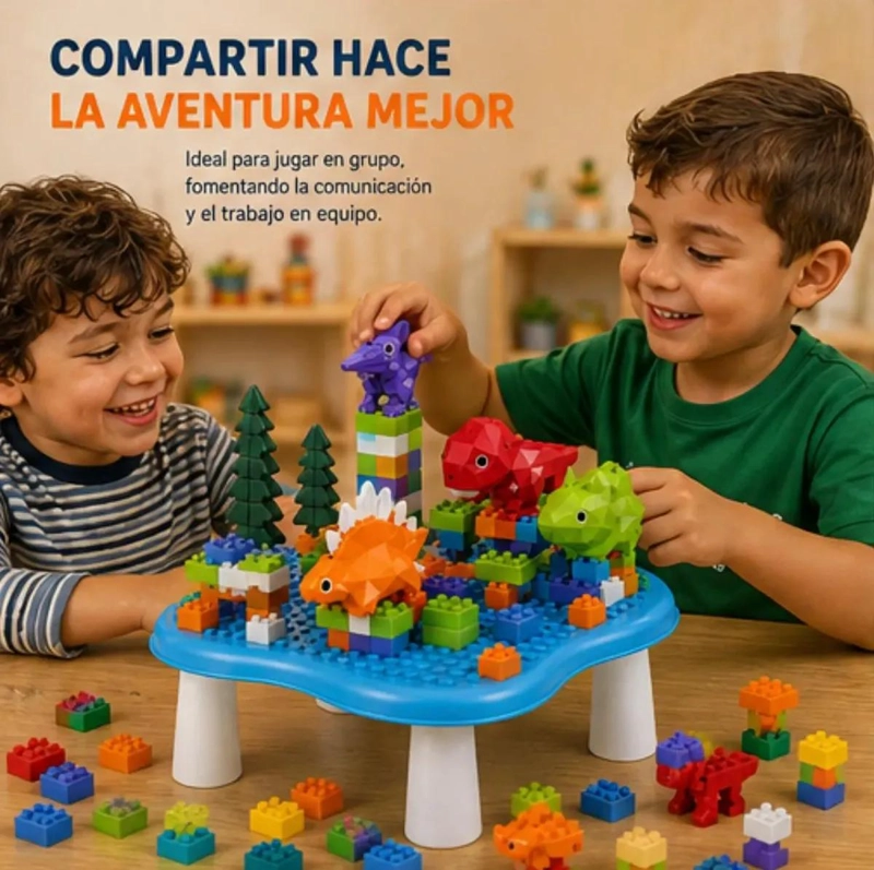 MESA DIDACTICA DE CONSTRUCCION CON DINOSAURIOS Y 65 PIEZAS - 5