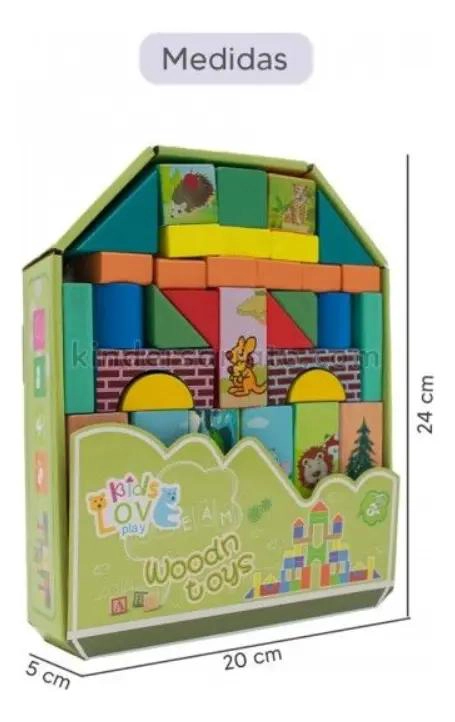BLOQUES DE CONSTRUCCION DE MADERA PARA NIÑOS 38 PIEZAS - 5