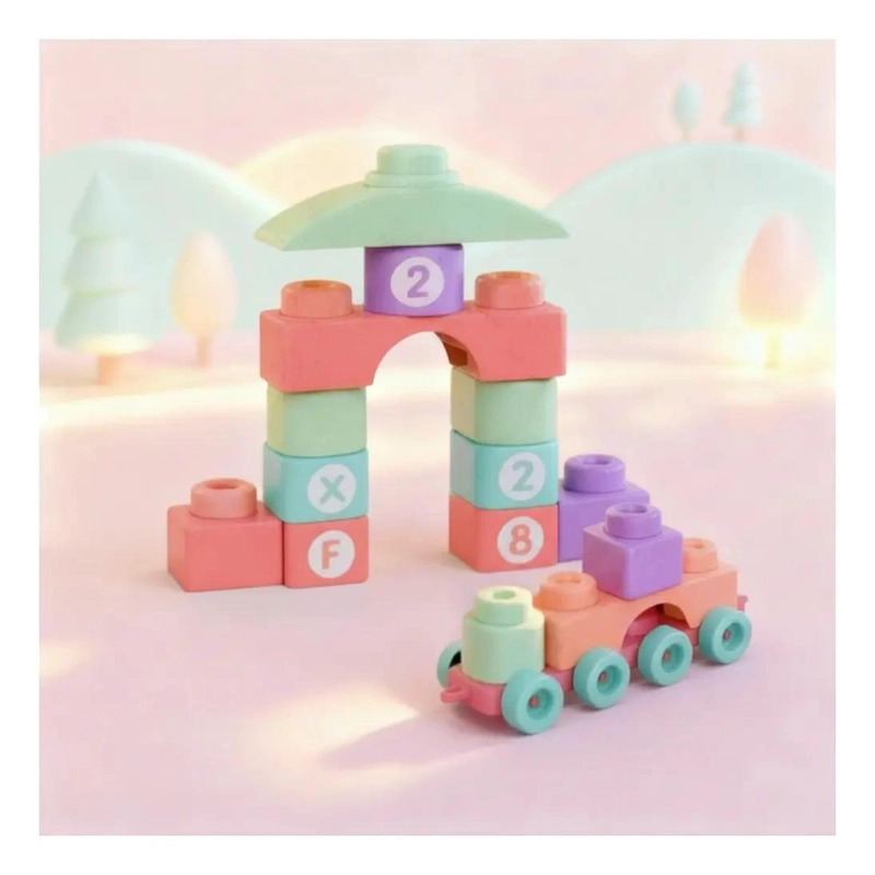 SET DE BLOQUES ARMABLES CON TREN Y 32 PIEZAS PARA NIÑOS - 1