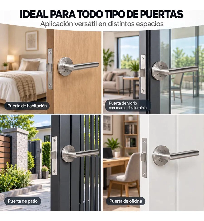 CERRADURA DE MANILLA DE ACERO INOXIDABLE PARA PUERTAS INTERIORES - 2