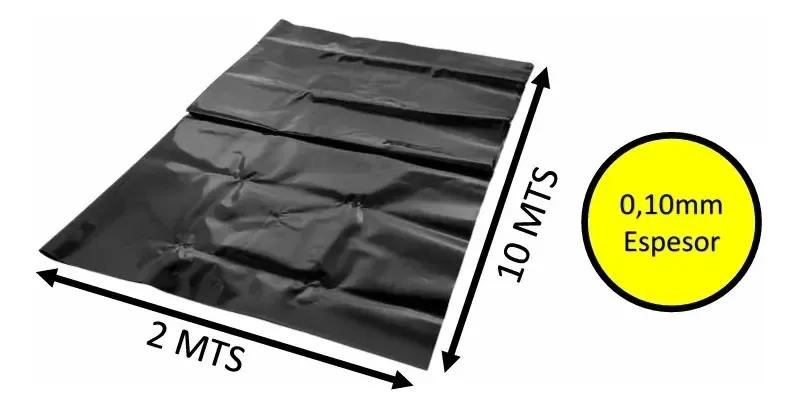 COBERTOR IMPERMEABLE DE POLIETILENO NEGRO 2X10 M PARA PROTECCION - 7