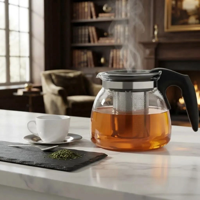 TETERA DE VIDRIO CON INFUSOR DE ACERO INOXIDABLE 1100 ML - 1