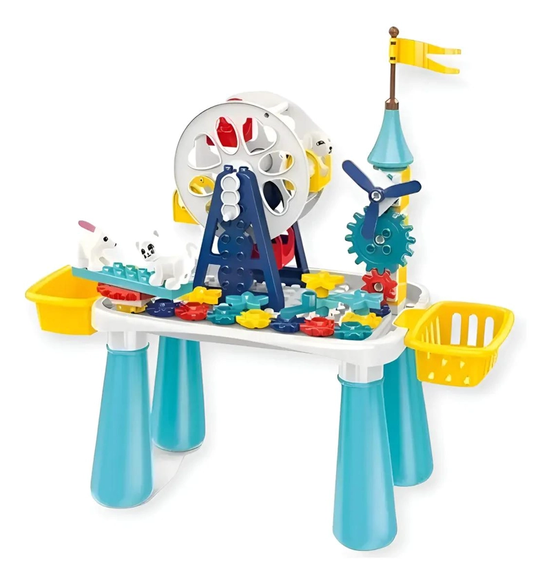 MESA DE BLOQUES DE CONSTRUCCION 96 PIEZAS PARA NIÑOS - 1