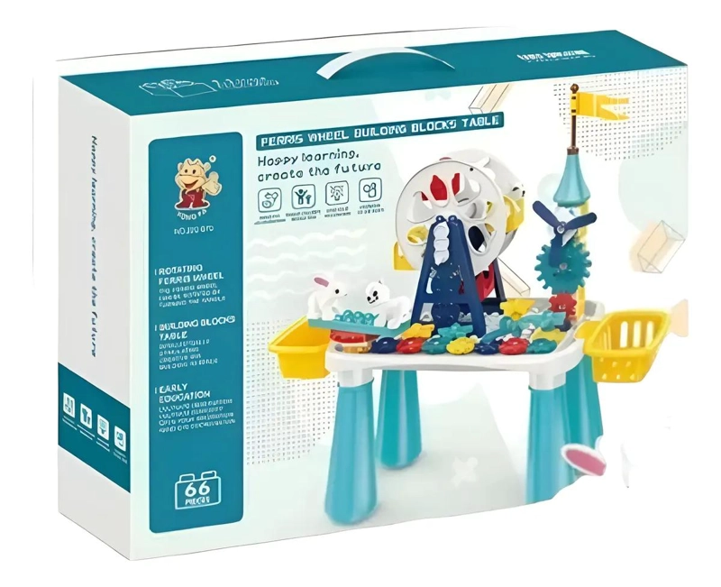 MESA DE BLOQUES DE CONSTRUCCION 96 PIEZAS PARA NIÑOS - 3