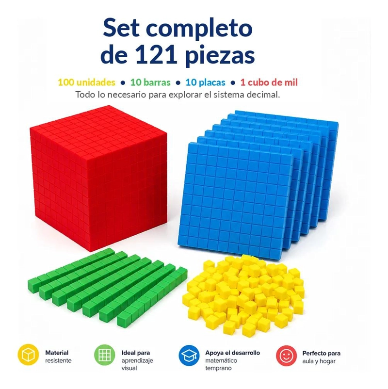 BLOQUES CONECTABLES MULTIBASE PARA APRENDIZAJE MATEMATICO 121 PIEZAS - 4