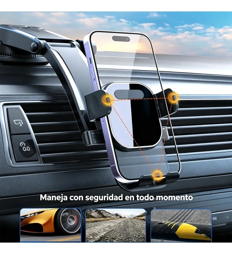 SOPORTE CELULAR AUTO CON VENTOSA FIRME Y ROTACION 360° - 6