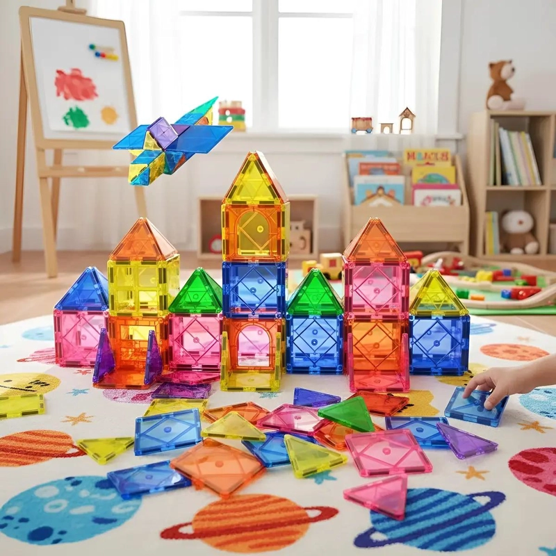 KIT DE 60 PIEZAS DE BLOQUES MAGNE TICOS PARA CONSTRUCCION CREATIVA - 1
