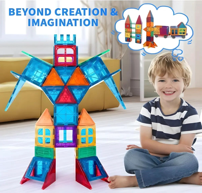 KIT DE 60 PIEZAS DE BLOQUES MAGNE TICOS PARA CONSTRUCCION CREATIVA - 3