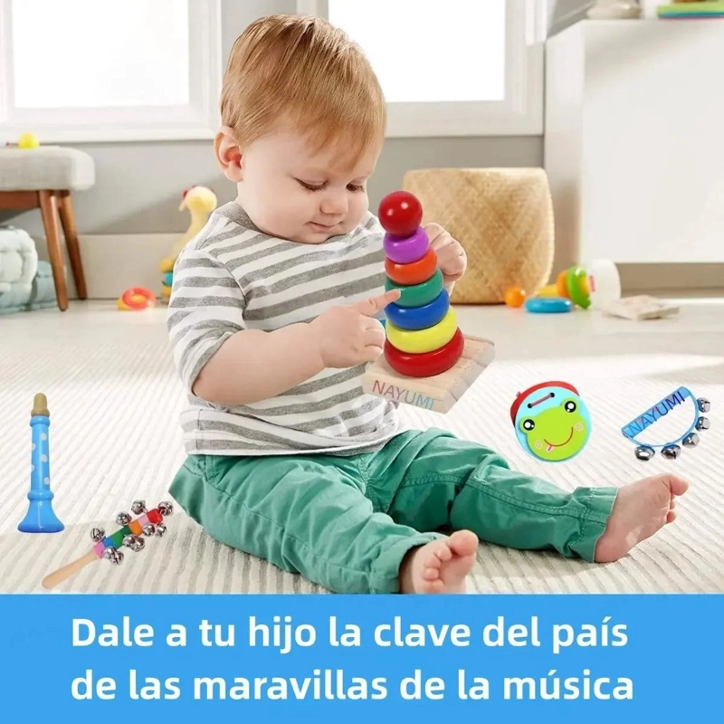 SET DE 12 INSTRUMENTOS MUSICALES DE MADERA PARA NIÑOS - 1