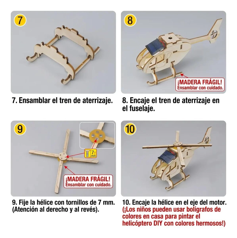 HELICOPTERO SOLAR DE MADERA PARA ARMAR Y APRENDER - 2