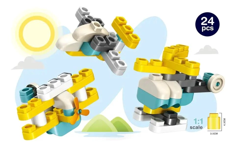 BLOQUES ARMABLES INFANTILES 24 PIEZAS DE VEHICULOS AE REOS - 1