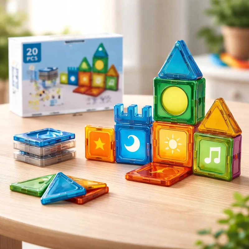 SET DE BLOQUES MAGNE TICOS DE CONSTRUCCION 20 PIEZAS PARA NIÑOS - 1