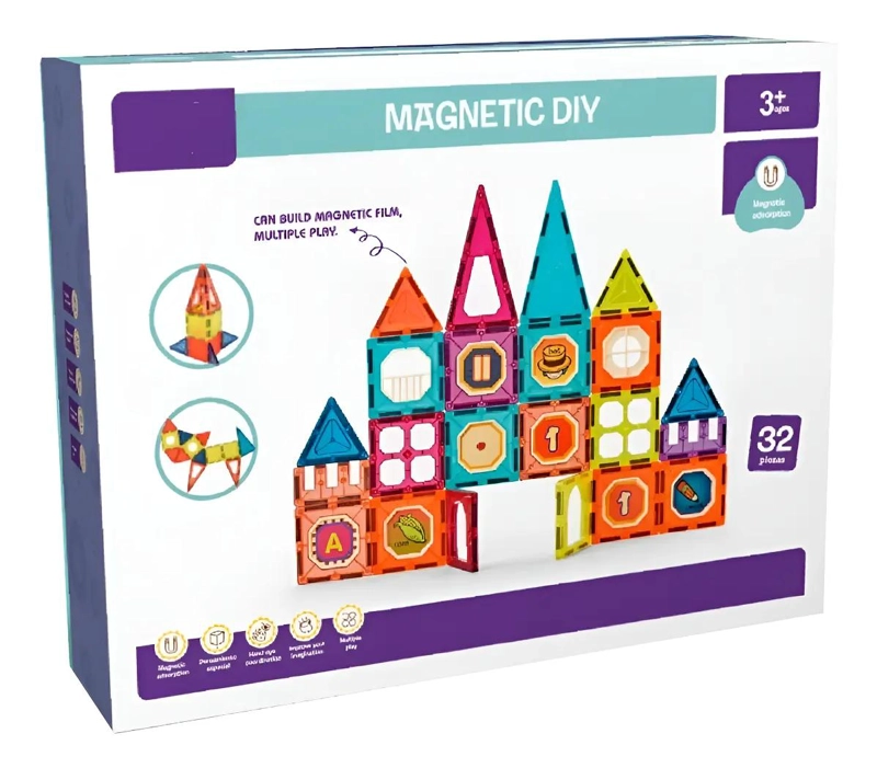 BLOQUES MAGNE TICOS DE CONSTRUCCION 32 PIEZAS PARA NIÑOS - 1