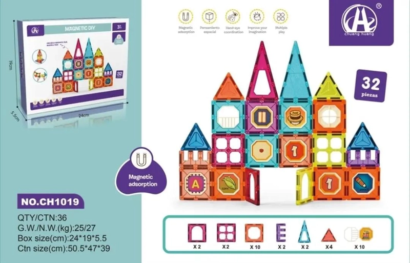 BLOQUES MAGNE TICOS DE CONSTRUCCION 32 PIEZAS PARA NIÑOS - 2