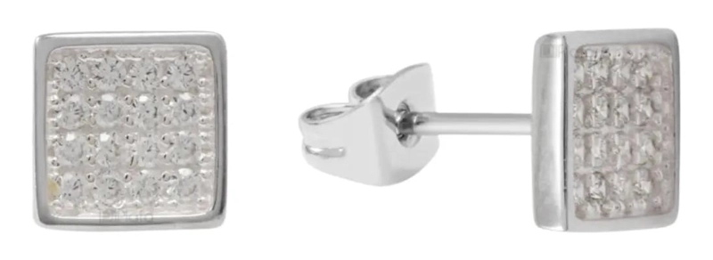 AROS CUADRADOS DE PLATA 925 CON CIRCONES BRILLANTES - 1