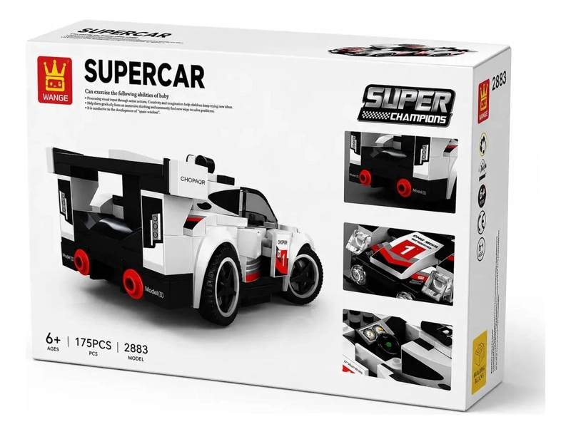 AUTO ARMABLE DEPORTIVO BLANCO 175 PIEZAS PARA NIÑOS - 1